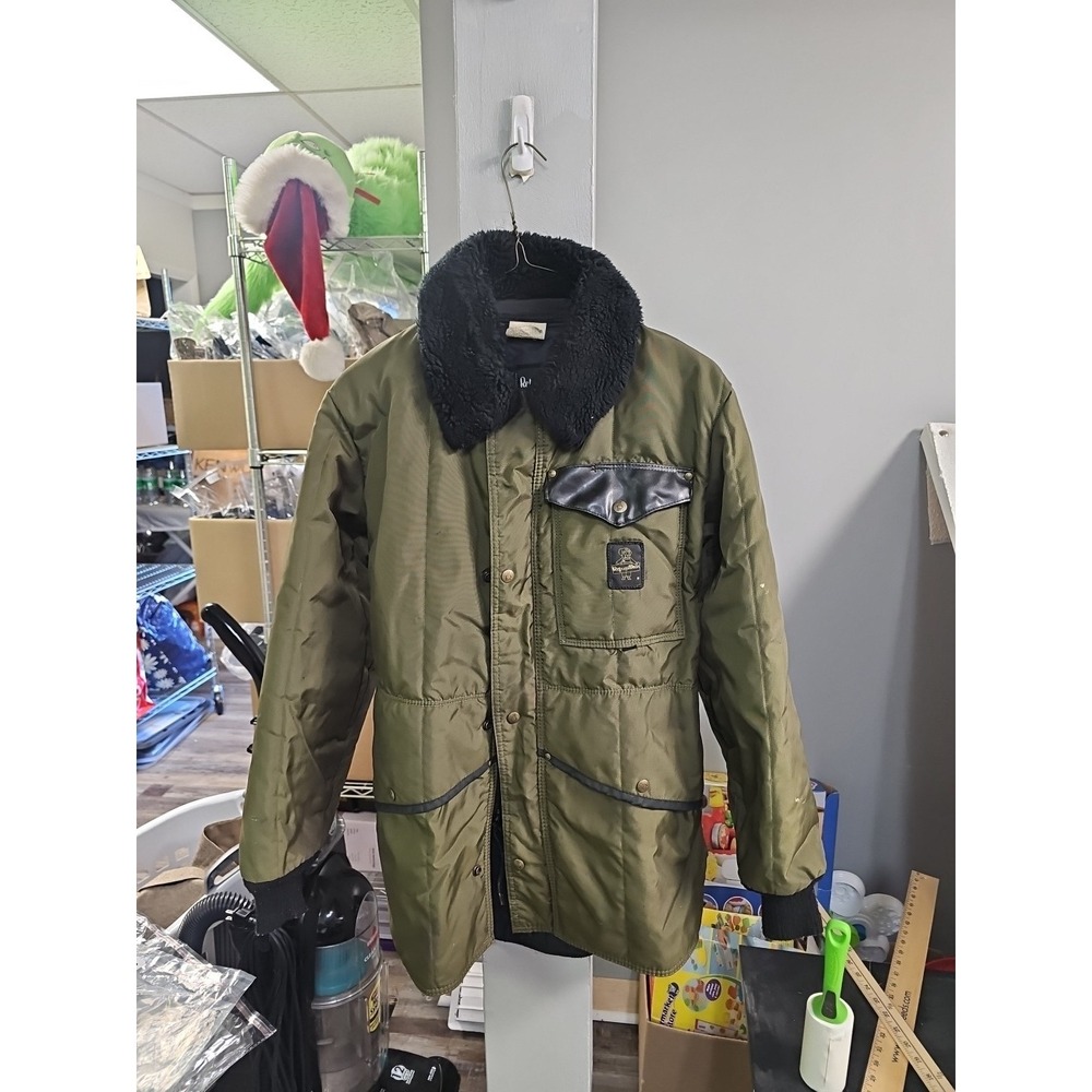 Vtg Refrigiwear Sage Green Iron-Tuff Insulated Jacket Mens Size Small